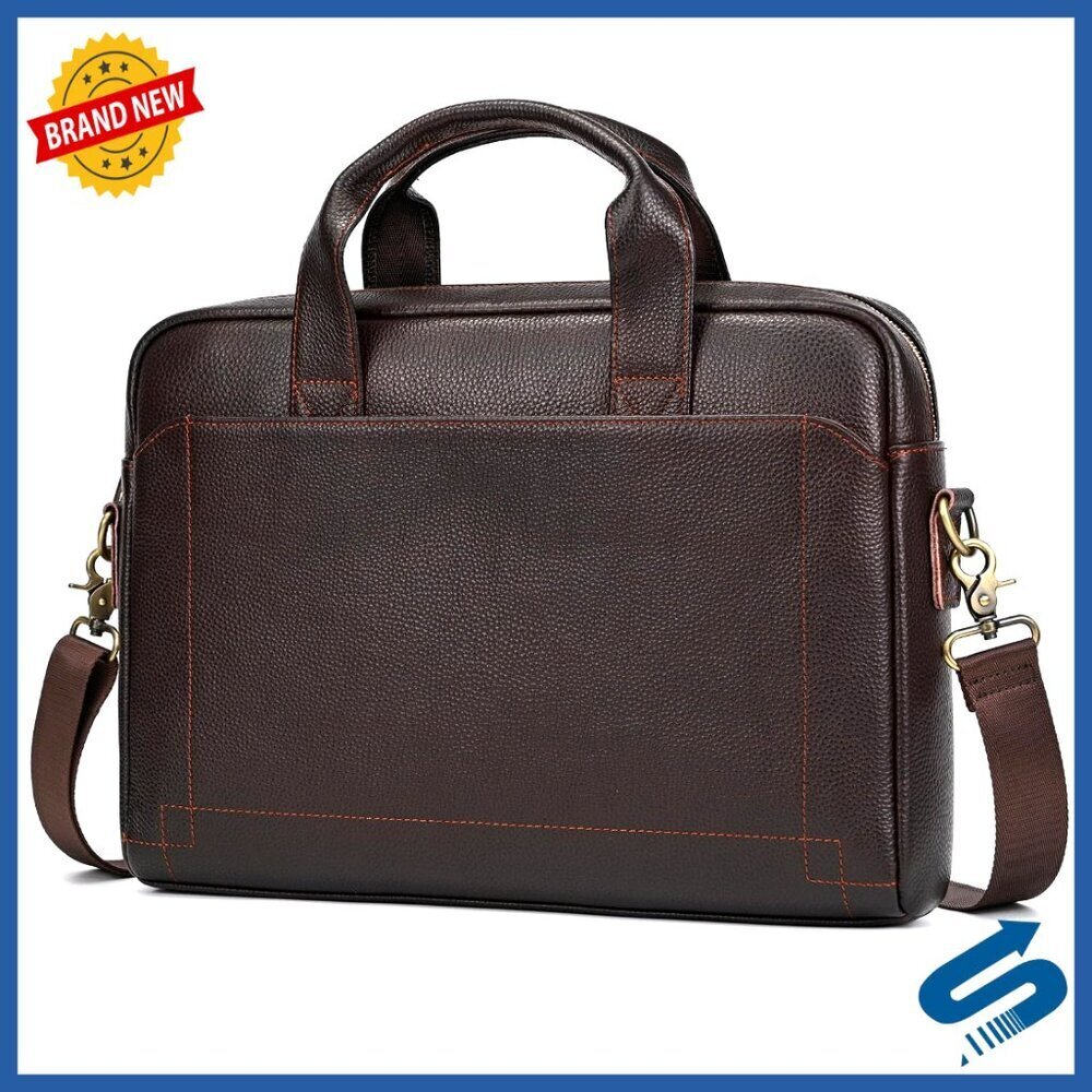 Genuine Leather Briefcase Laptop Bag Business Travel Work Handbag Adjustable